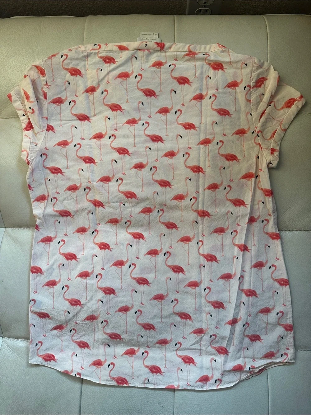 kate spade White Short Sleeve Tee with Pink Flamingo Print